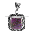 Purple Copper Turquoise Gemstone 925 Solid Silver Pendant Jewelry